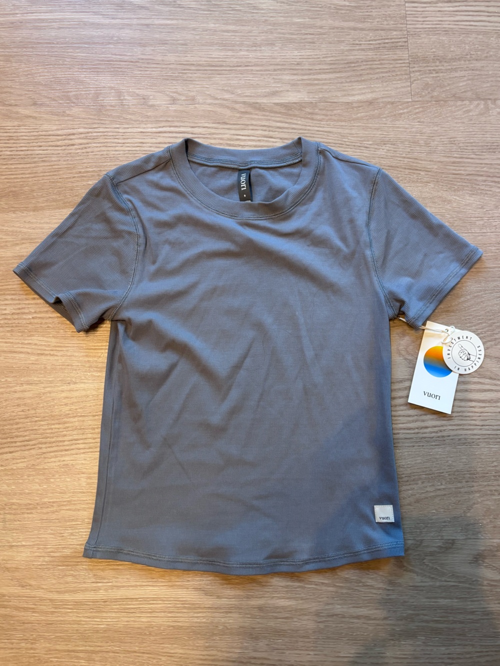 NWT Vuori Women’s S Pose Fitted Tee Ribbed Baby Blue VW169 Dusty Blue